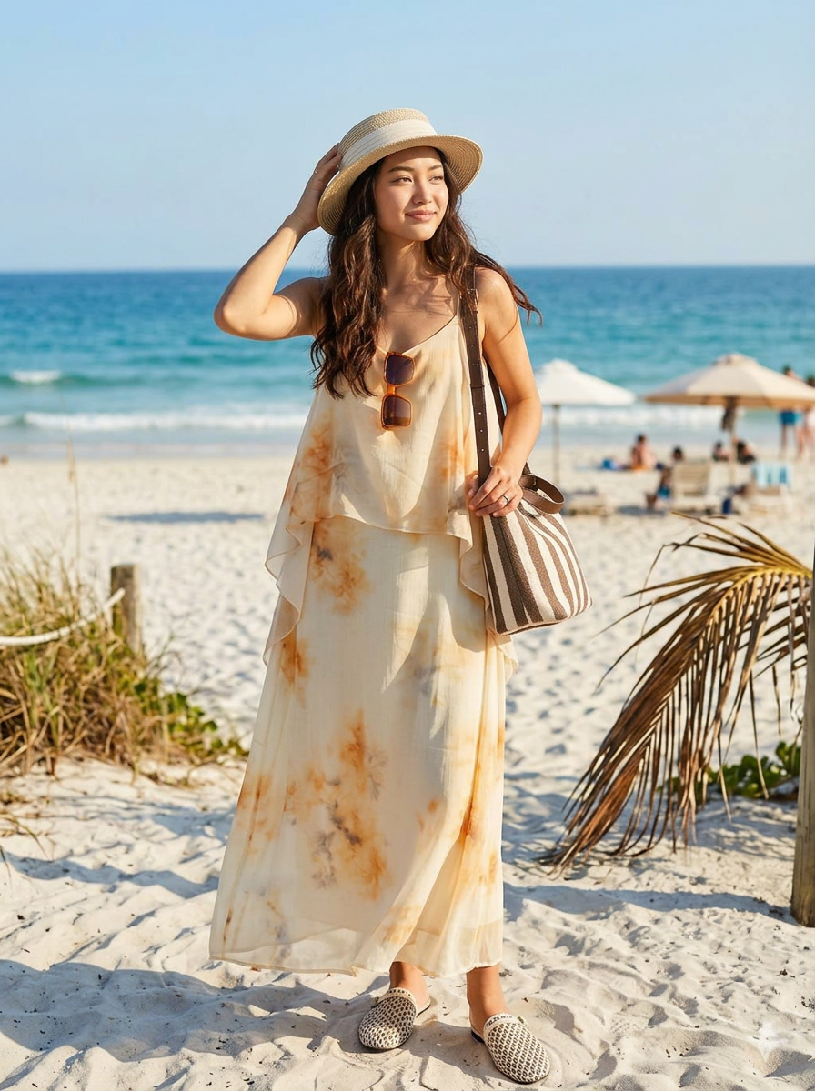 Đầm maxi voan loang